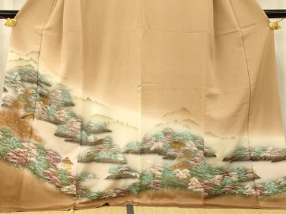 平和屋着物■豪華色留袖 手描き 風景文 暈し染め 金彩 正絹 逸品 AABH9260fw