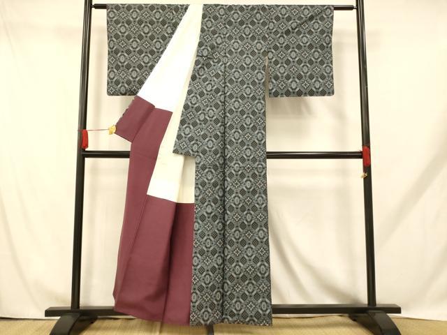 平和屋着物■本場村山大島紬 花菱文 正絹 逸品 AABH9270fw