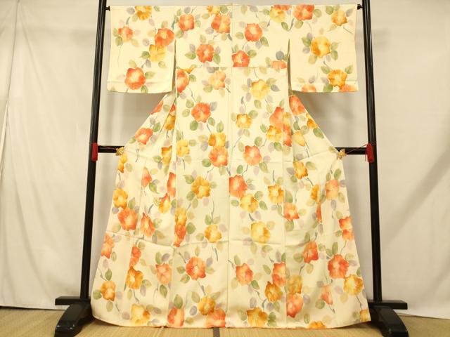 平和屋着物■上質な小紋 枝花文 正絹 逸品 AABH9272fw