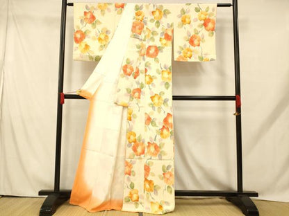 平和屋着物■上質な小紋 枝花文 正絹 逸品 AABH9272fw