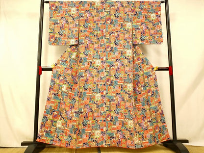 平和屋着物■上質な小紋 鳳凰更紗花文 正絹 逸品 AABH9273fw