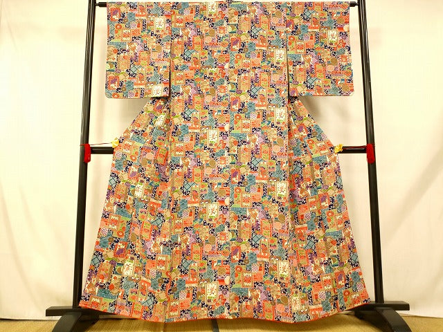 平和屋着物■上質な小紋 鳳凰更紗花文 正絹 逸品 AABH9273fw