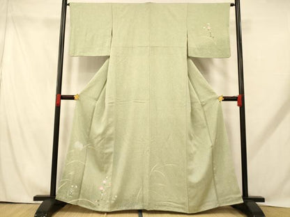 平和屋着物■訪問着 作家物 草花文 たたき染め 正絹 逸品 AABH9279fw