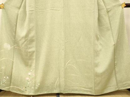 平和屋着物■訪問着 作家物 草花文 たたき染め 正絹 逸品 AABH9279fw