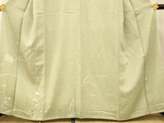 平和屋着物■訪問着 作家物 草花文 たたき染め 正絹 逸品 AABH9279fw