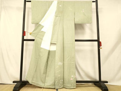 平和屋着物■訪問着 作家物 草花文 たたき染め 正絹 逸品 AABH9279fw
