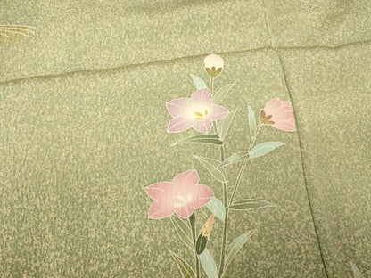 平和屋着物■訪問着 作家物 草花文 たたき染め 正絹 逸品 AABH9279fw