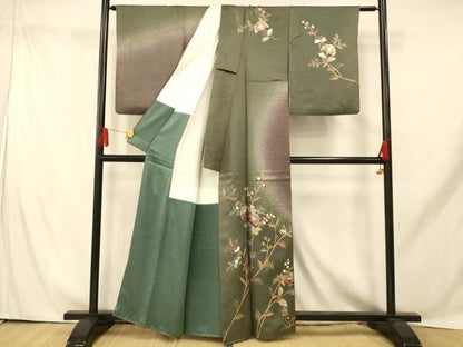 平和屋着物■訪問着 更紗花文 暈し染め 正絹 逸品 AABH9282fw
