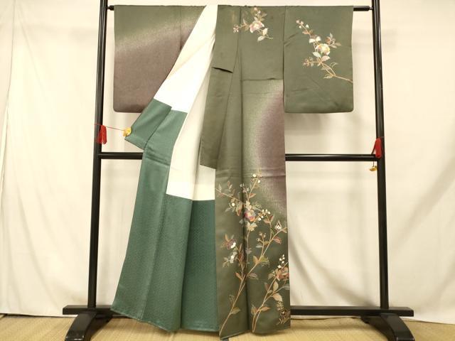 平和屋着物■訪問着 更紗花文 暈し染め 正絹 逸品 AABH9282fw