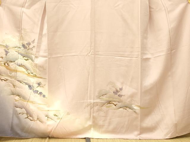 平和屋着物■訪問着 手描き 松梅文 暈し染め 金銀彩 正絹 逸品 AABH9284fw