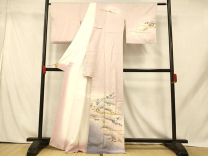 平和屋着物■訪問着 手描き 松梅文 暈し染め 金銀彩 正絹 逸品 AABH9284fw