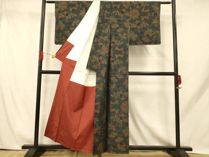 平和屋着物■本場大島紬 楓文 正絹 逸品 未使用 AABH9286fw