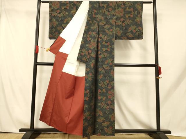 平和屋着物■本場大島紬 楓文 正絹 逸品 未使用 AABH9286fw