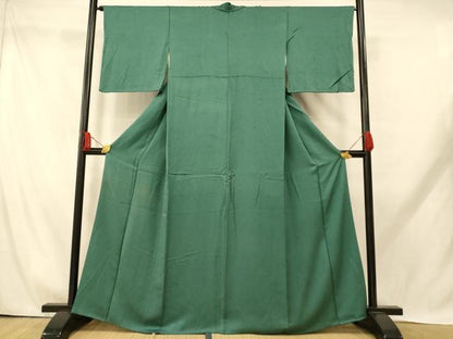 平和屋着物■上質な色無地　吉祥花地紋　鉄色　正絹　逸品　AABH9298fw