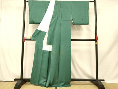平和屋着物■上質な色無地　吉祥花地紋　鉄色　正絹　逸品　AABH9298fw