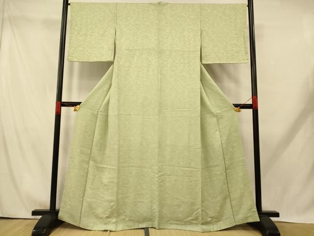 平和屋着物■上質な色無地 辻が花地紋 若葉色 正絹 逸品 AABH9299fw