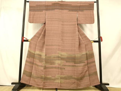 平和屋着物■訪問着　泥染め　雲取り横段文　鬼しぼ縮緬　正絹　逸品　AABH9304fw