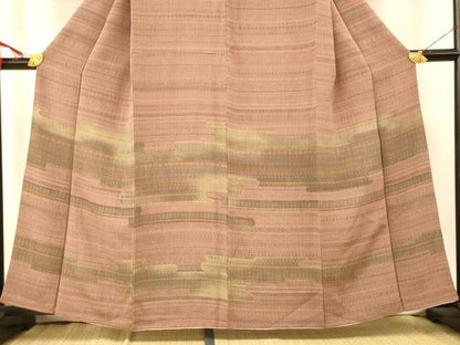 平和屋着物■訪問着　泥染め　雲取り横段文　鬼しぼ縮緬　正絹　逸品　AABH9304fw