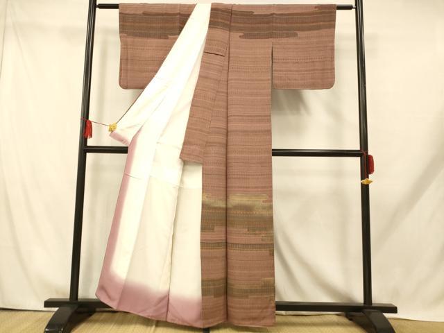 平和屋着物■訪問着　泥染め　雲取り横段文　鬼しぼ縮緬　正絹　逸品　AABH9304fw