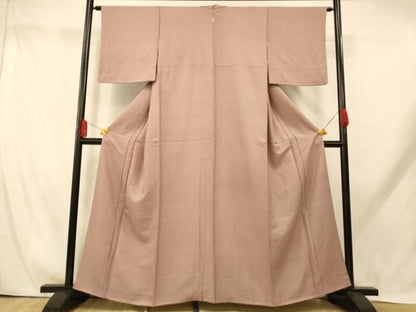 平和屋着物■上質な色無地　霞地紋　梅鼠色　正絹　逸品　AABH9305fw