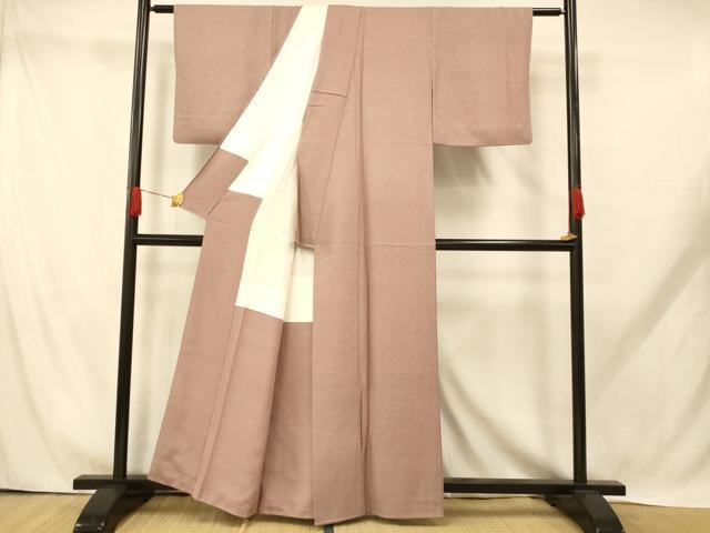 平和屋着物■上質な色無地　霞地紋　梅鼠色　正絹　逸品　AABH9305fw