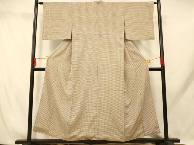 平和屋着物■上質な小紋 格子 正絹 逸品 AABH9306fw