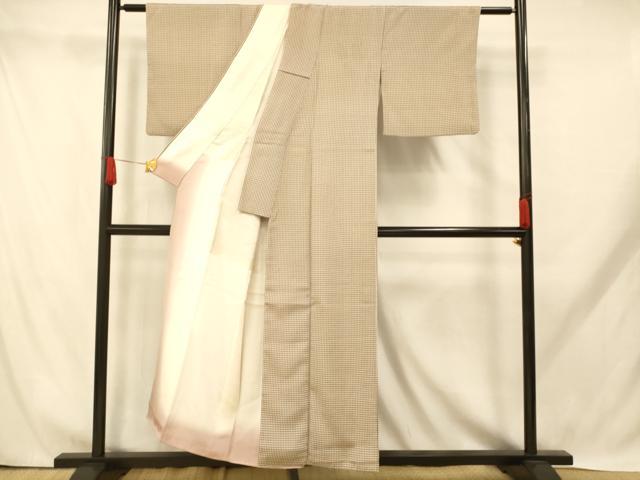 平和屋着物■上質な小紋 格子 正絹 逸品 AABH9306fw
