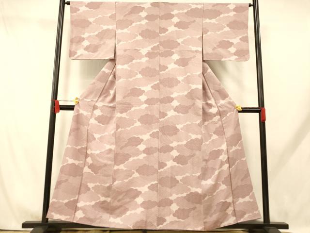 平和屋着物■上質な小紋　紬地　雲取り青海波文　正絹　逸品　AABH9311fw