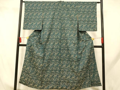 平和屋着物■上質な小紋　寿光織　横段風景文　正絹　逸品　AABH9312fw