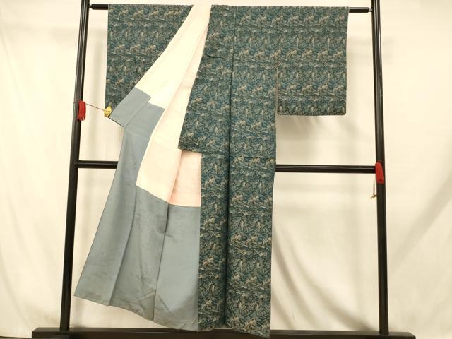 平和屋着物■上質な小紋　寿光織　横段風景文　正絹　逸品　AABH9312fw
