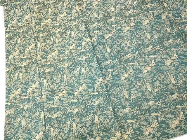 平和屋着物■上質な小紋　寿光織　横段風景文　正絹　逸品　AABH9312fw