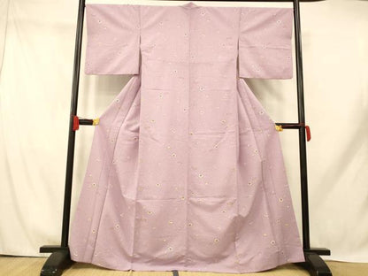 平和屋着物■小紋　舞桜文　たたき染め　洗える着物　AABH9314fw