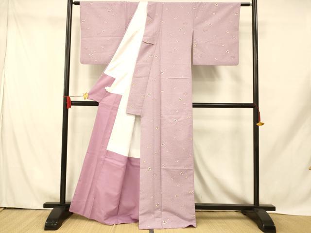 平和屋着物■小紋　舞桜文　たたき染め　洗える着物　AABH9314fw