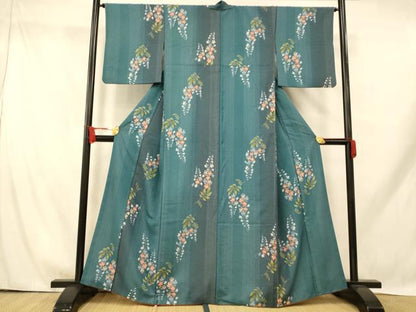 平和屋着物■小紋　枝花文　暈し染め　洗える着物　AABH9321fw