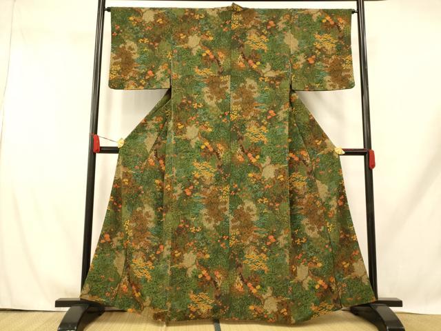平和屋着物■小紋 風景文 洗える着物 AABH9323fw