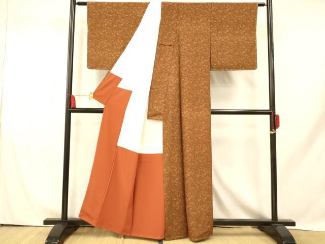 平和屋着物■上質な小紋　更紗花鳥文　正絹　逸品　未使用　AABH9327fw