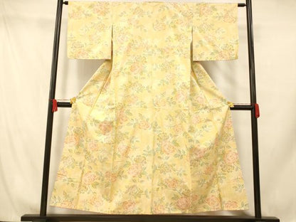平和屋着物■上質な紬　枝花文　正絹　逸品　AABH9334fw