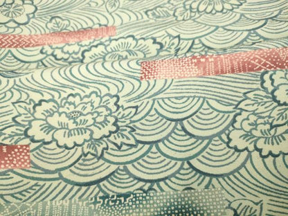 平和屋着物■上質な小紋 青海波草花文 正絹 逸品 AABH9336fw