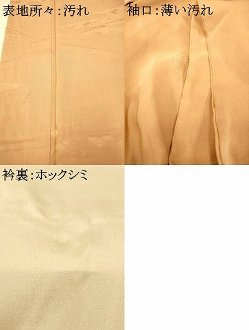平和屋着物■上質な色無地 雲取り青海波地紋 白茶色 胴抜き仕立て 正絹 逸品 AABH9338fw