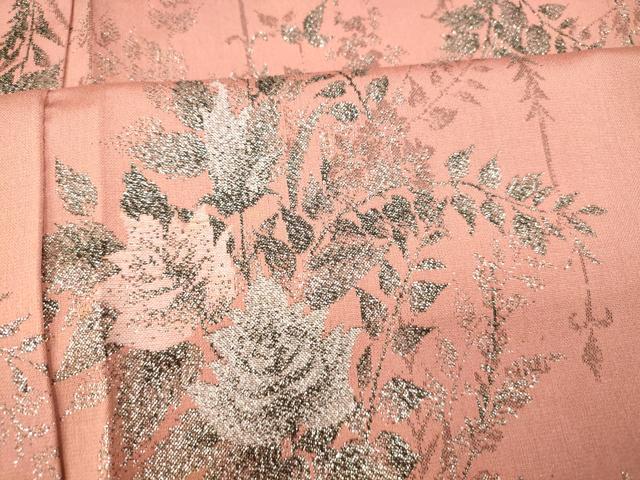 平和屋着物■上質な小紋 寿光織 草花文 銀彩 正絹 逸品 AABH9340fw