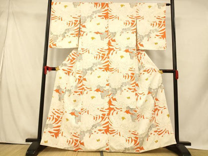 平和屋着物■上質な小紋 乱菊 金彩 正絹 逸品 AABH9344fw