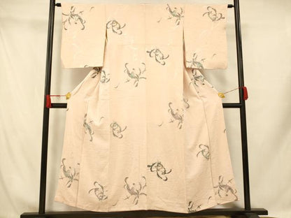 平和屋着物■上質な小紋 舞花文 銀糸 正絹 逸品 AABH9345fw