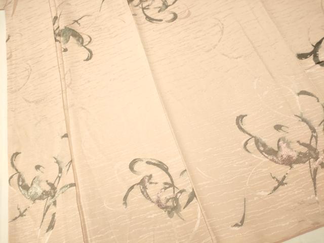 平和屋着物■上質な小紋 舞花文 銀糸 正絹 逸品 AABH9345fw