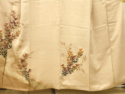 平和屋着物■訪問着 手描き 草花流水文 暈し染め 金銀彩 正絹 逸品 AABH9347fw