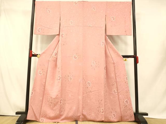 平和屋着物■上質な小紋 地紋起こし 絞り 更紗花文 正絹 逸品 AABH9348fw