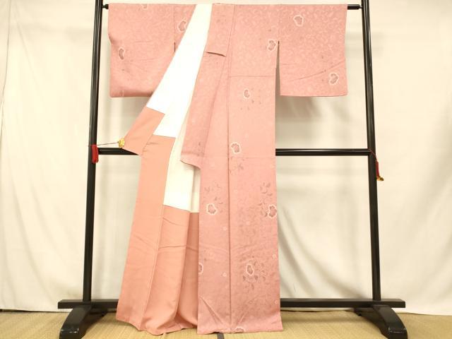 平和屋着物■上質な小紋 地紋起こし 絞り 更紗花文 正絹 逸品 AABH9348fw