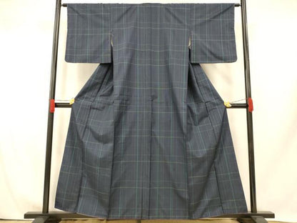 平和屋着物■上質な紬 格子 正絹 逸品 AABH9351fw