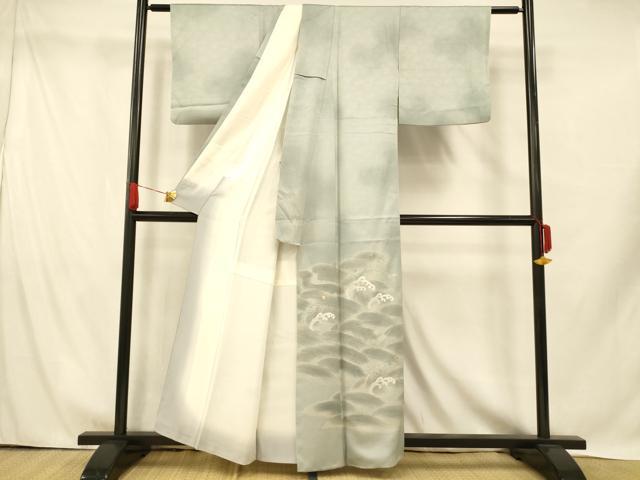 平和屋着物■色留訪問着 駒刺繍 立波文 暈し染め 金彩 正絹 逸品 AABH9354fw
