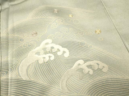 平和屋着物■色留訪問着 駒刺繍 立波文 暈し染め 金彩 正絹 逸品 AABH9354fw