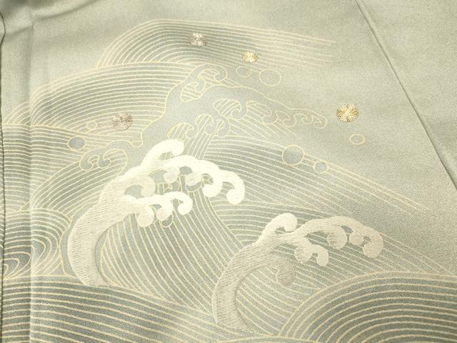 平和屋着物■色留訪問着 駒刺繍 立波文 暈し染め 金彩 正絹 逸品 AABH9354fw